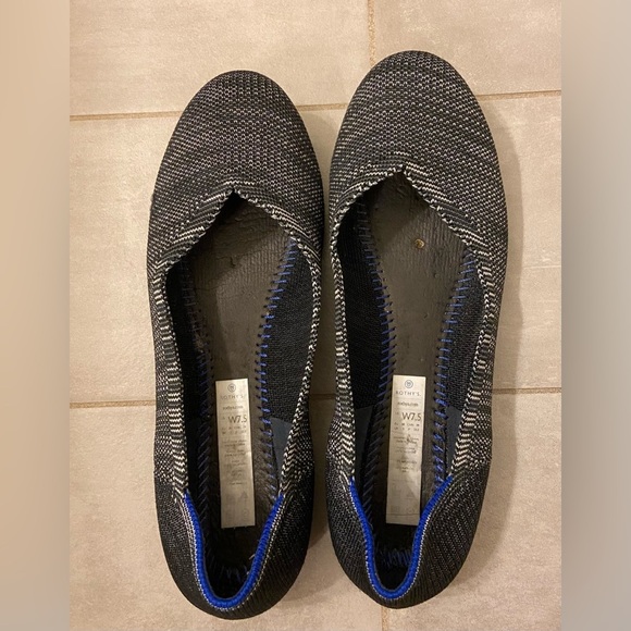 Rothy's Birdseye Round Toe Granite Heather Black & White Flats Size 7.5 - Picture 6 of 10